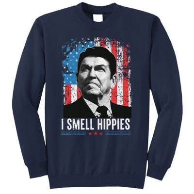 I Smell Hippies Retro American Flag Patriotic Tall Sweatshirt