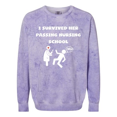 I Survived Her Passing Nursing School Help Graduation Gift Colorblast Crewneck Sweatshirt