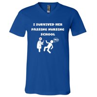 I Survived Her Passing Nursing School Help Graduation Gift V-Neck T-Shirt