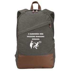 I Survived Her Passing Nursing School Help Graduation Gift Cotton Canvas Backpack