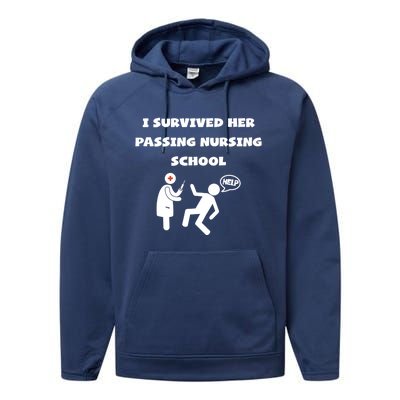 I Survived Her Passing Nursing School Help Graduation Gift Performance Fleece Hoodie