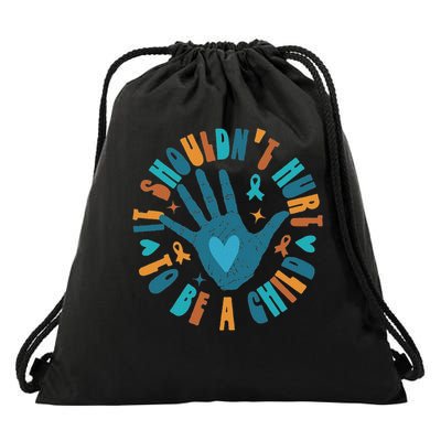 It Shouldn't Hurt To Be A Child Abuse Prevention Awareness Drawstring Bag