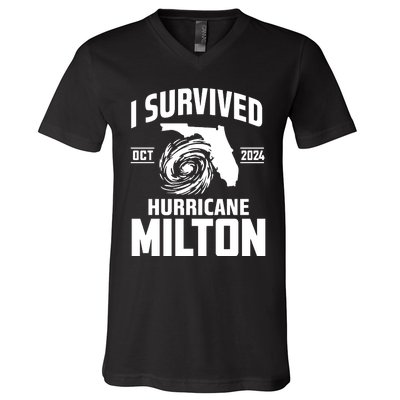 I Survived Hurricane Milton 2024 Survived Hurricane Milton V-Neck T-Shirt