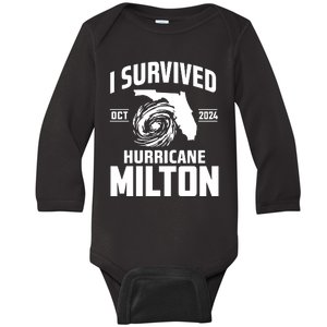 I Survived Hurricane Milton 2024 Survived Hurricane Milton Baby Long Sleeve Bodysuit