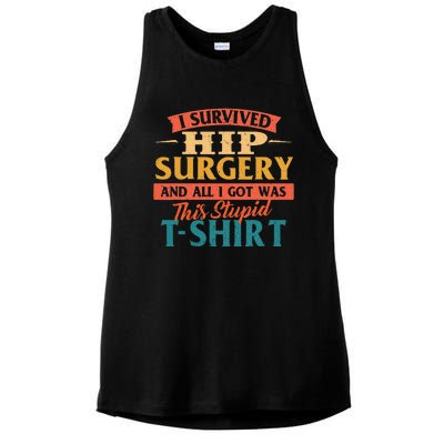 I Survived Hip Surgery Get Well Hip Replacement Recovery Ladies PosiCharge Tri-Blend Wicking Tank