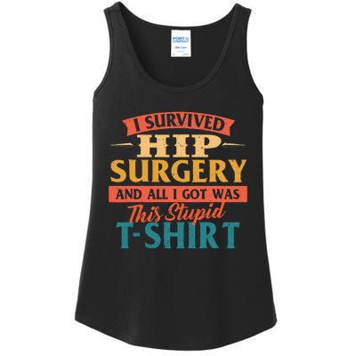 I Survived Hip Surgery Get Well Hip Replacement Recovery Ladies Essential Tank