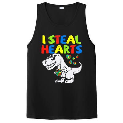 I Steal Hearts Trex Dinosaur Boy Autism Awareness PosiCharge Competitor Tank