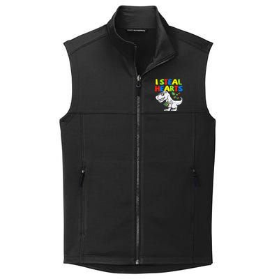 I Steal Hearts Trex Dinosaur Boy Autism Awareness Collective Smooth Fleece Vest