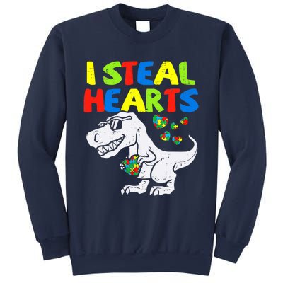 I Steal Hearts Trex Dinosaur Boy Autism Awareness Sweatshirt