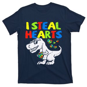 I Steal Hearts Trex Dinosaur Boy Autism Awareness T-Shirt