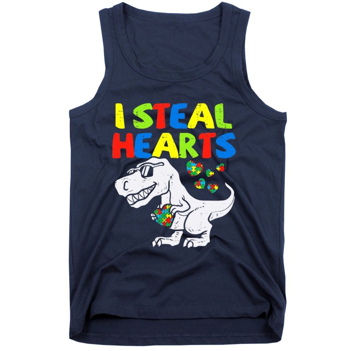 I Steal Hearts Trex Dinosaur Boy Autism Awareness Tank Top