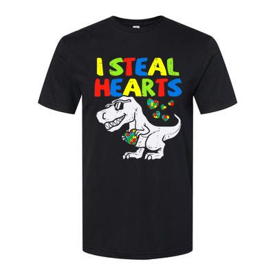 I Steal Hearts Trex Dinosaur Boy Autism Awareness Softstyle® CVC T-Shirt