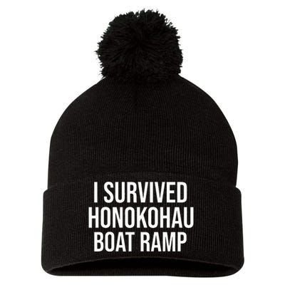 I Survived Honokohau Boat Ramp Pom Pom 12in Knit Beanie