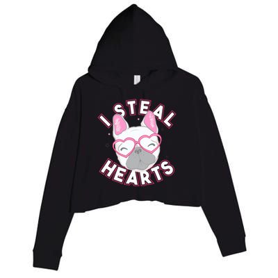 I Steal Hearts Great Gift Funny French Bulldog Valentines Day Gift Crop Fleece Hoodie