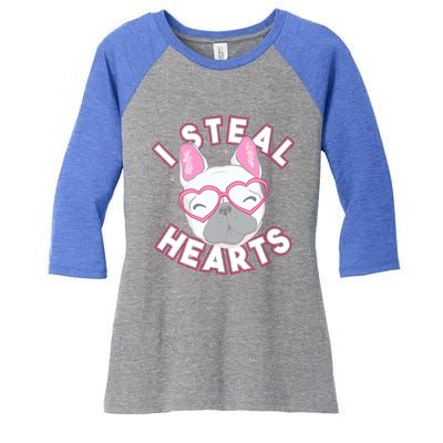 I Steal Hearts Great Gift Funny French Bulldog Valentines Day Gift Women's Tri-Blend 3/4-Sleeve Raglan Shirt