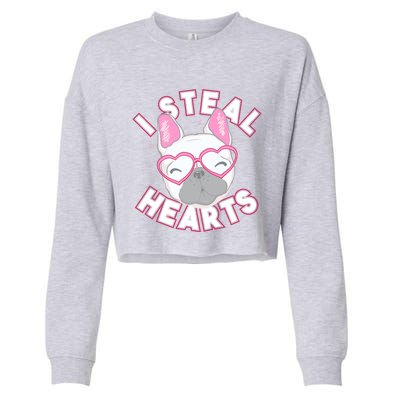 I Steal Hearts Great Gift Funny French Bulldog Valentines Day Gift Cropped Pullover Crew