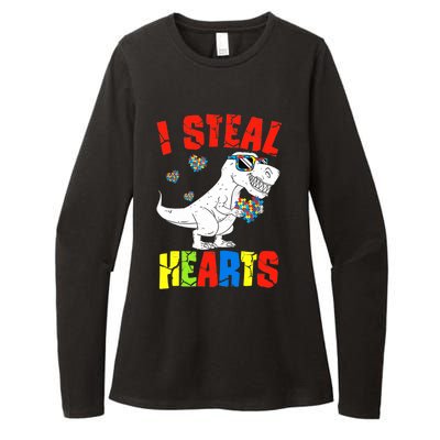 I Steal Hearts Dinosaur Autism Awareness Boy Womens CVC Long Sleeve Shirt