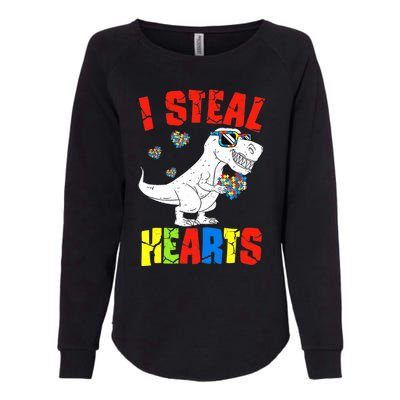 I Steal Hearts Dinosaur Autism Awareness Boy Womens California Wash Sweatshirt