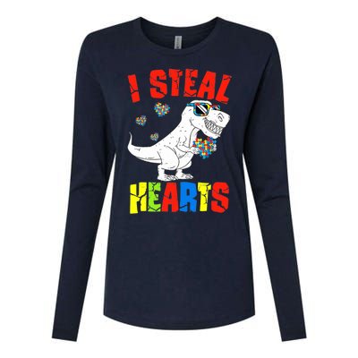 I Steal Hearts Dinosaur Autism Awareness Boy Womens Cotton Relaxed Long Sleeve T-Shirt