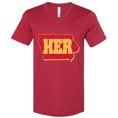 Iowa State Her Basketball Sports Fan V-Neck T-Shirt