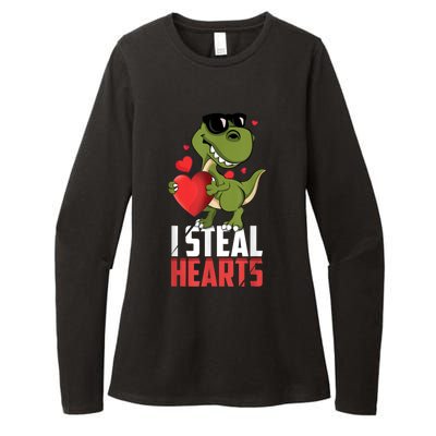 I Steal Hearts Cute Dinosaur Happy Valentines Day Womens CVC Long Sleeve Shirt