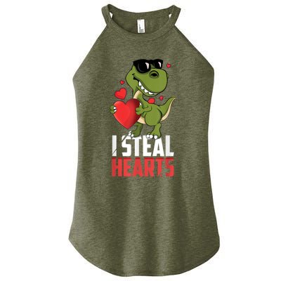 I Steal Hearts Cute Dinosaur Happy Valentines Day Women’s Perfect Tri Rocker Tank