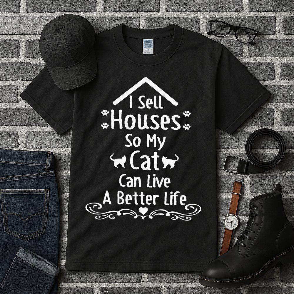 I Sell Houses So My Cat Live Realtor Life Real Estate Agent Tall T-Shirt