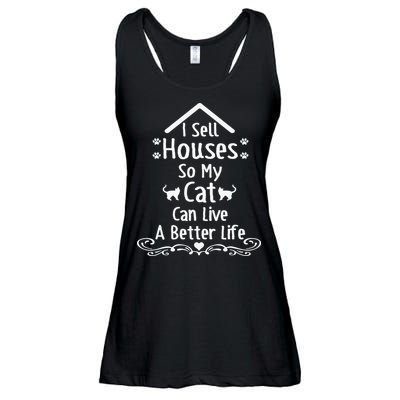 I Sell Houses So My Cat Live Realtor Life Real Estate Agent Ladies Essential Flowy Tank