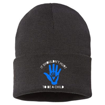 It Shouldn't Hurt To Be A Child Abuse Prevention Awareness Sustainable Knit Beanie