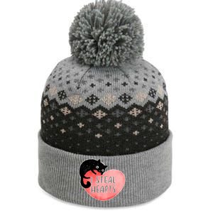 I Steal Hearts Cute Cat Valentin Quote Gift The Baniff Cuffed Pom Beanie