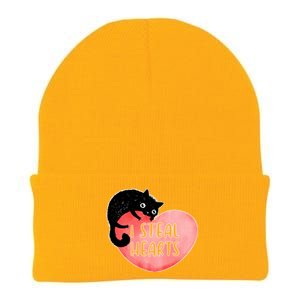 I Steal Hearts Cute Cat Valentin Quote Gift Knit Cap Winter Beanie