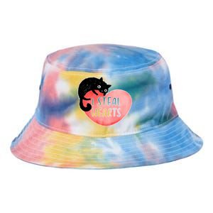 I Steal Hearts Cute Cat Valentin Quote Gift Tie Dye Newport Bucket Hat