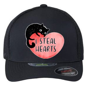 I Steal Hearts Cute Cat Valentin Quote Gift Flexfit Unipanel Trucker Cap