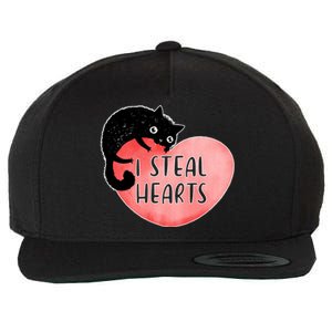 I Steal Hearts Cute Cat Valentin Quote Gift Wool Snapback Cap