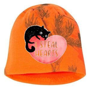 I Steal Hearts Cute Cat Valentin Quote Gift Kati - Camo Knit Beanie