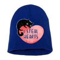 I Steal Hearts Cute Cat Valentin Quote Gift Short Acrylic Beanie