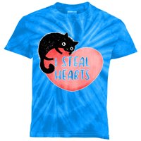 I Steal Hearts Cute Cat Valentin Quote Gift Kids Tie-Dye T-Shirt