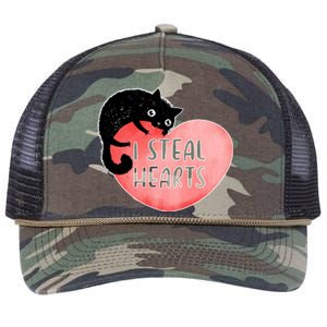 I Steal Hearts Cute Cat Valentin Quote Gift Retro Rope Trucker Hat Cap