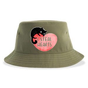 I Steal Hearts Cute Cat Valentin Quote Gift Sustainable Bucket Hat