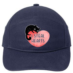 I Steal Hearts Cute Cat Valentin Quote Gift 7-Panel Snapback Hat