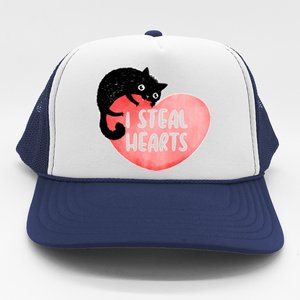 I Steal Hearts Cute Cat Valentin Quote Gift Trucker Hat