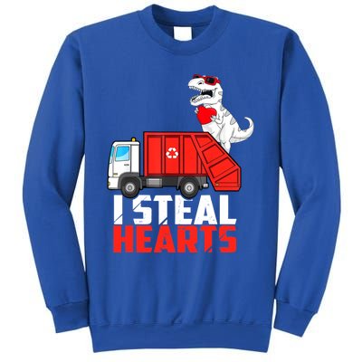 I Steal Heart Dinasour Riding Garbage Truck Cute Funny Funny Gift Sweatshirt