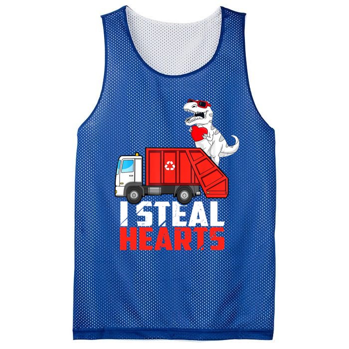 I Steal Heart Dinasour Riding Garbage Truck Cute Funny Funny Gift Mesh Reversible Basketball Jersey Tank