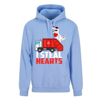 I Steal Heart Dinasour Riding Garbage Truck Cute Funny Funny Gift Unisex Surf Hoodie