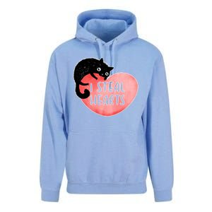 I Steal Hearts Cute Cat Valentin Quote Gift Unisex Surf Hoodie