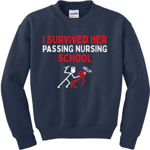 I Survived Her Passing Nursing School Graduate Nurse Kids Sweatshirt