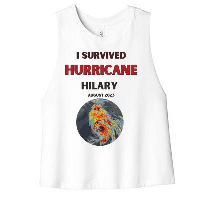 I Survived Hurricane Hilary California Strong Women's Racerback Cropped Tank