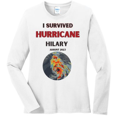 I Survived Hurricane Hilary California Strong Ladies Long Sleeve Shirt