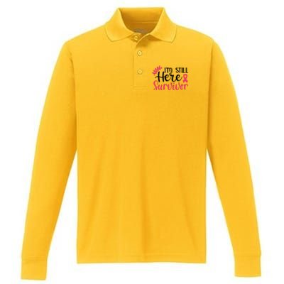 I'm Still Here Survivor Breast Cancer Awareness Performance Long Sleeve Polo