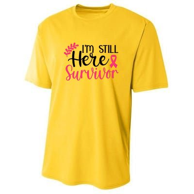 I'm Still Here Survivor Breast Cancer Awareness Youth Performance Sprint T-Shirt